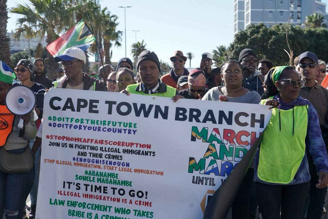 Small crowd turns out for anti-immigration march in Sea Point