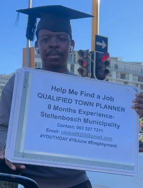 Viral video turns Cape Town graduate’s roadside sign into real job prospects