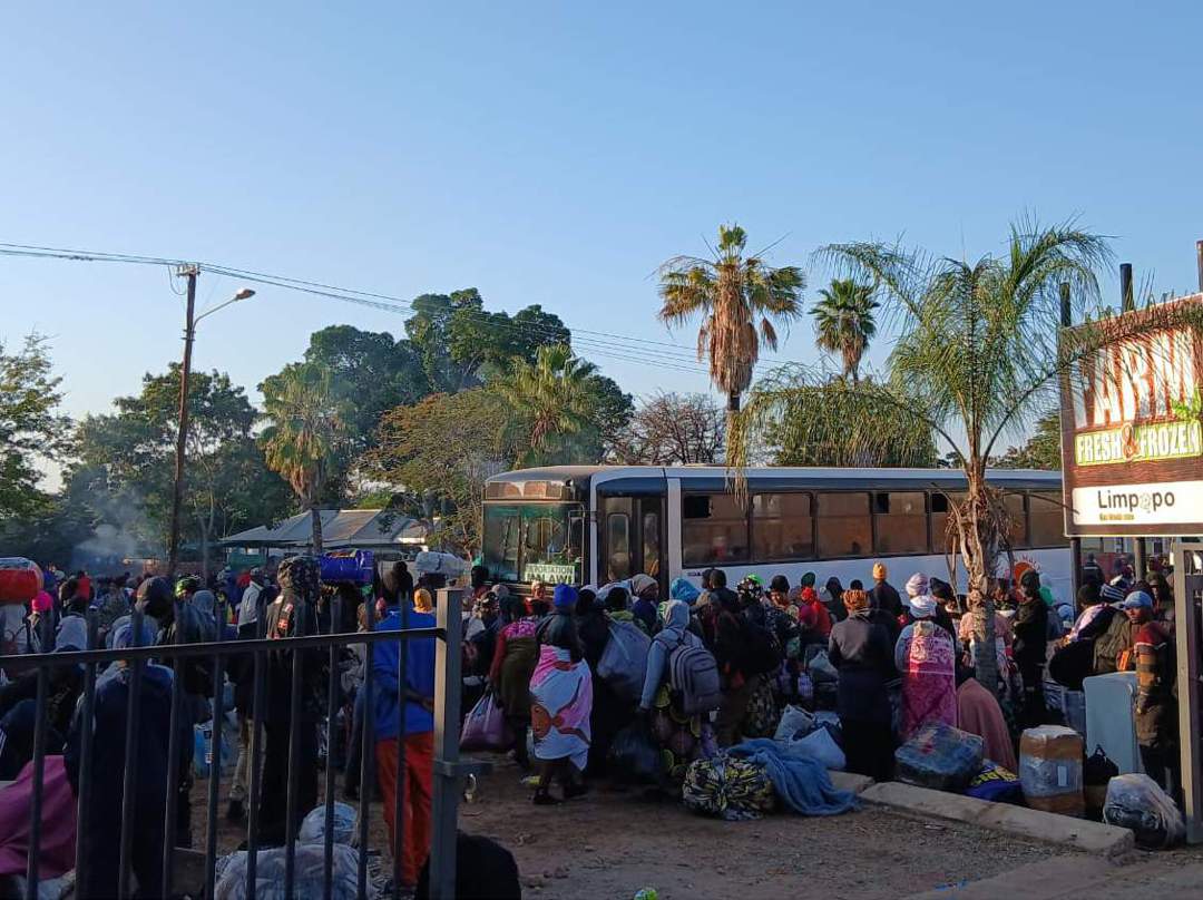 Large groups of immigrants filled the Musina Showgrounds to capacity ahead of their exit from the country through the Beitbridge border post.