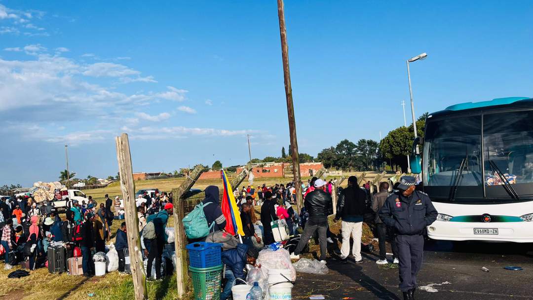 Hundreds of Zimbabweans leaving South Africa through a voluntary repatriation process at Shallcross Stadium.